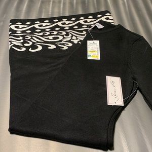 Jessica H Black and White Scroll Pattern Sweater Dress Size M NWT